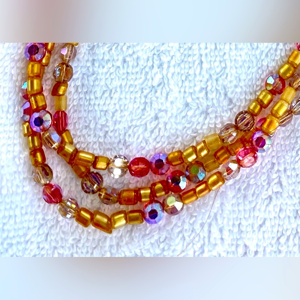 Vintage Beaded Aurora Borealis Crystal Necklace